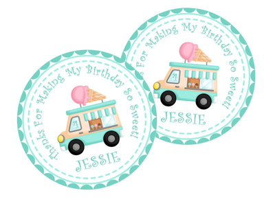 Ice Cream Birthday Party Stickers