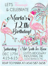 Ice Skating Flamingo Birthday Party Invitations