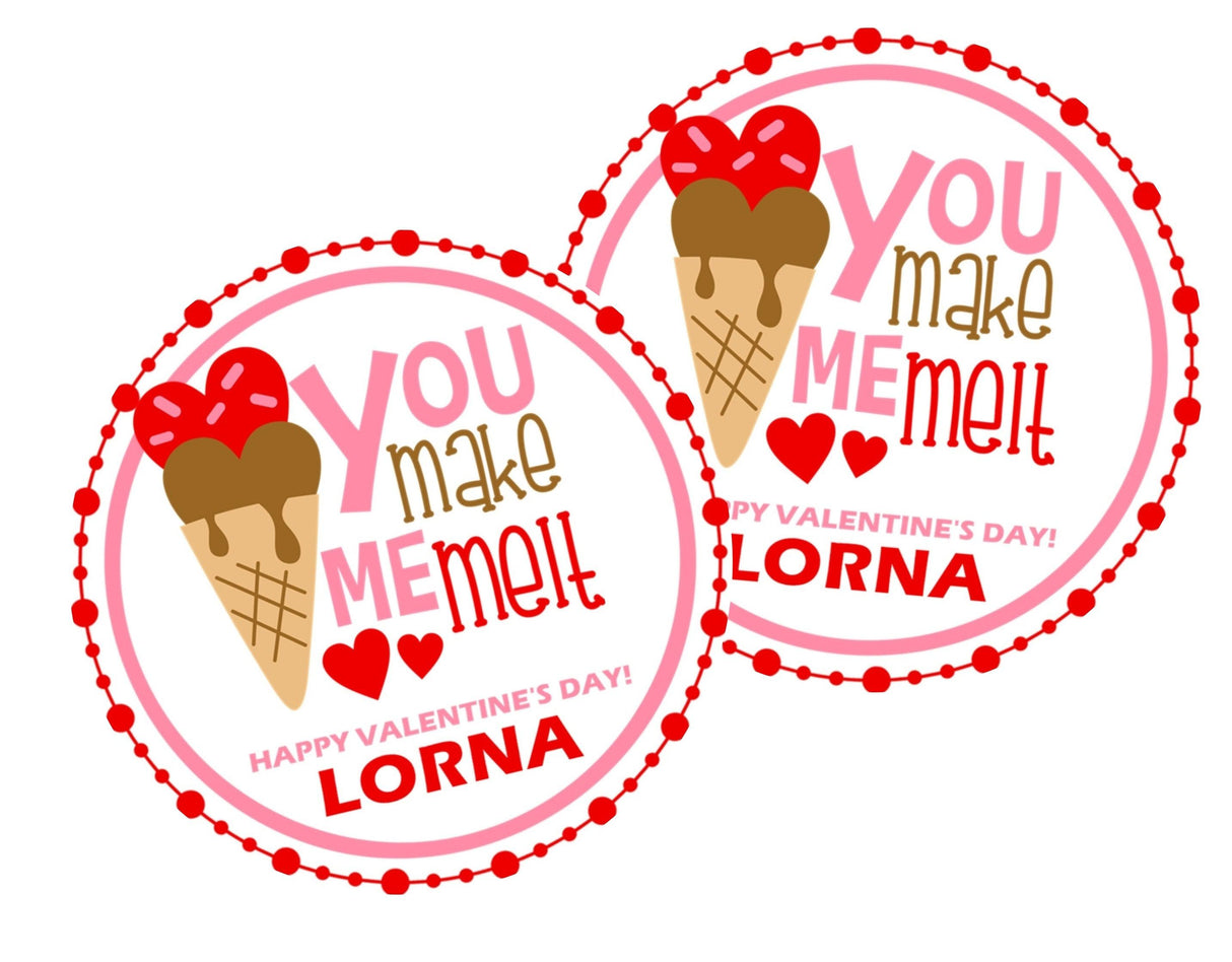 Ice cream Valentine treat label