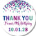Jewel tone confetti party favor sticker with personalized name and date