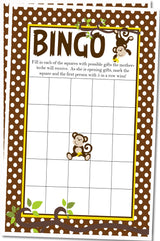 Jungle Monkey Baby Shower Bingo Cards