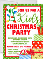 Christmas party invitation with festive holiday decorations and personalized party details