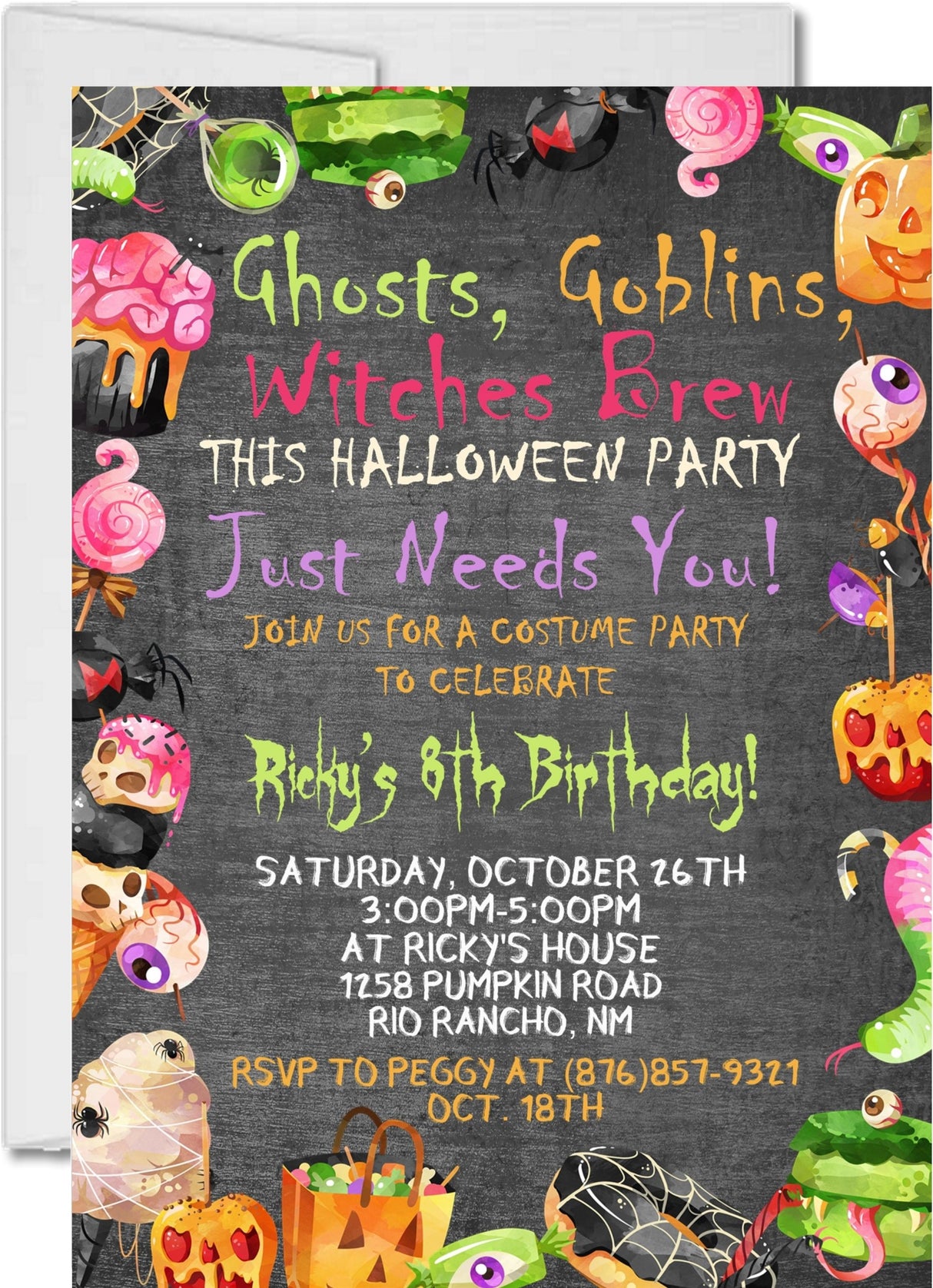 Kids Halloween Birthday Party Invitations