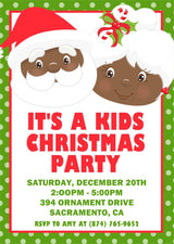 Kids Santa & Mrs. Claus Christmas Party Invitations