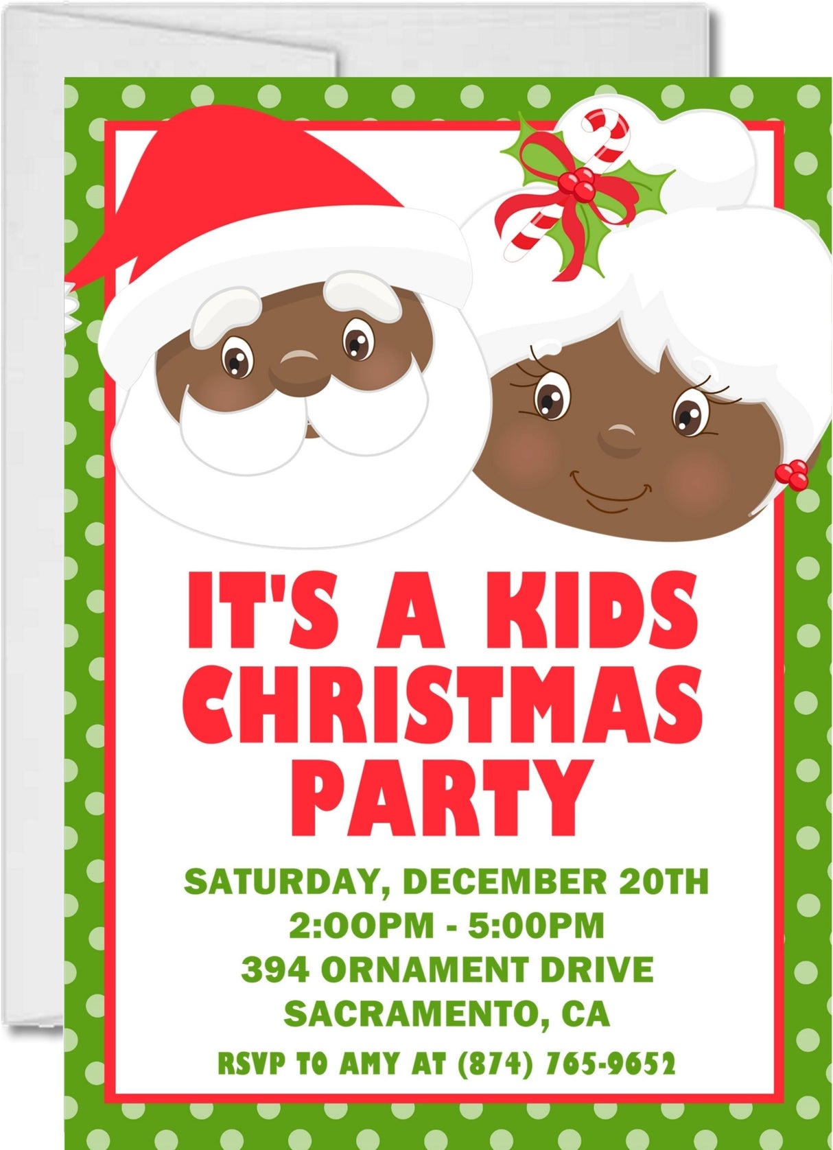 Kids Santa & Mrs. Claus Christmas Party Invitations