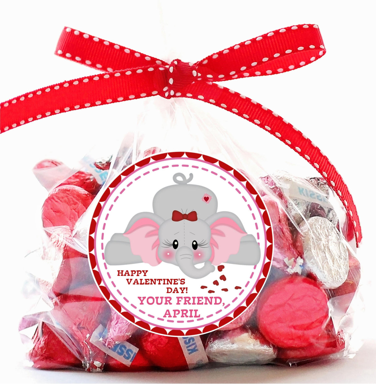 Kids classroom elephant Valentine favor sticker