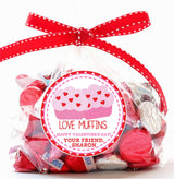 Kids cupcake theme Valentine sticker personalized