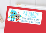 Kids robot return address stickers