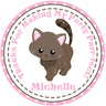 Kitten birthday sticker for girls