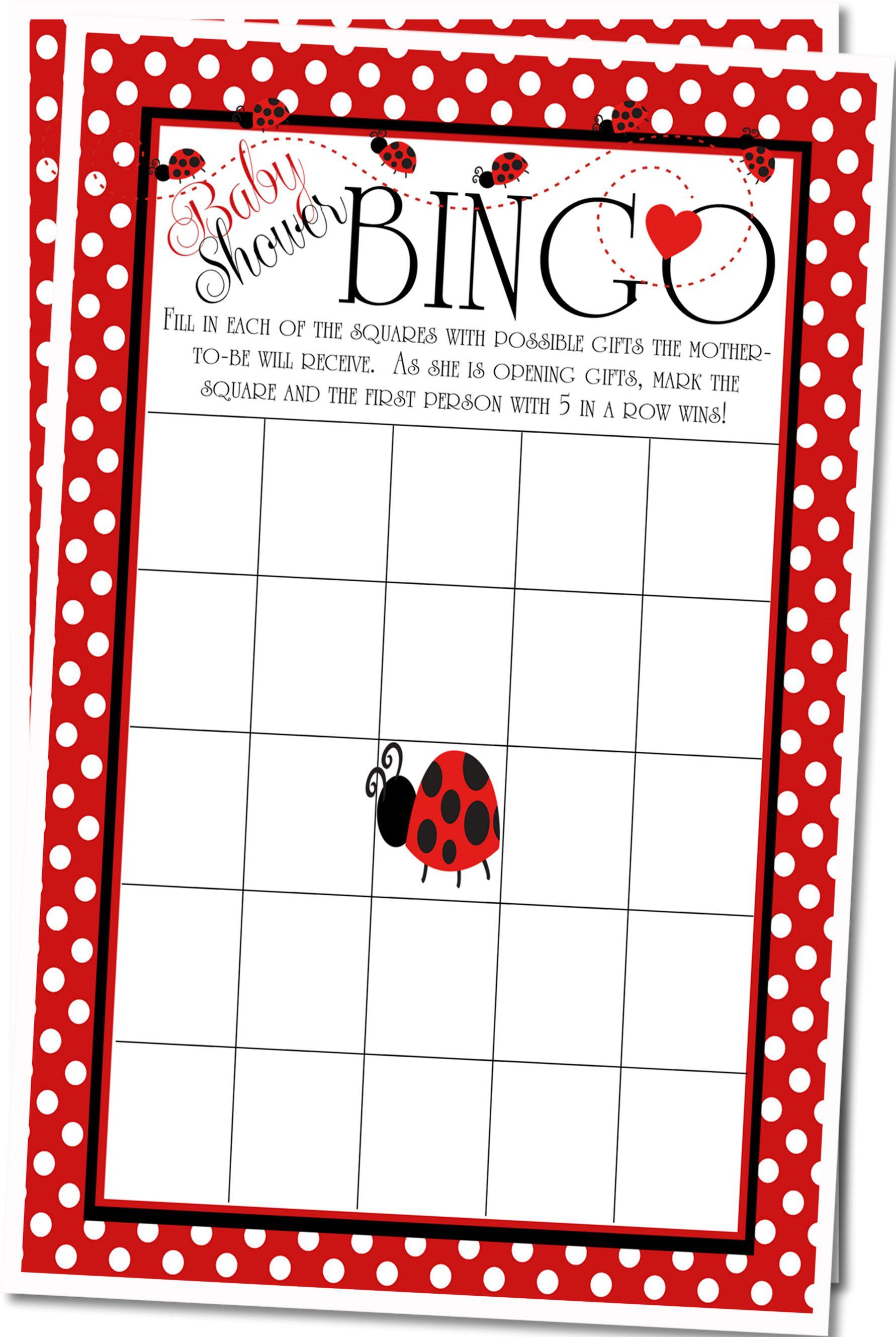 Ladybug Baby Shower Bingo Cards