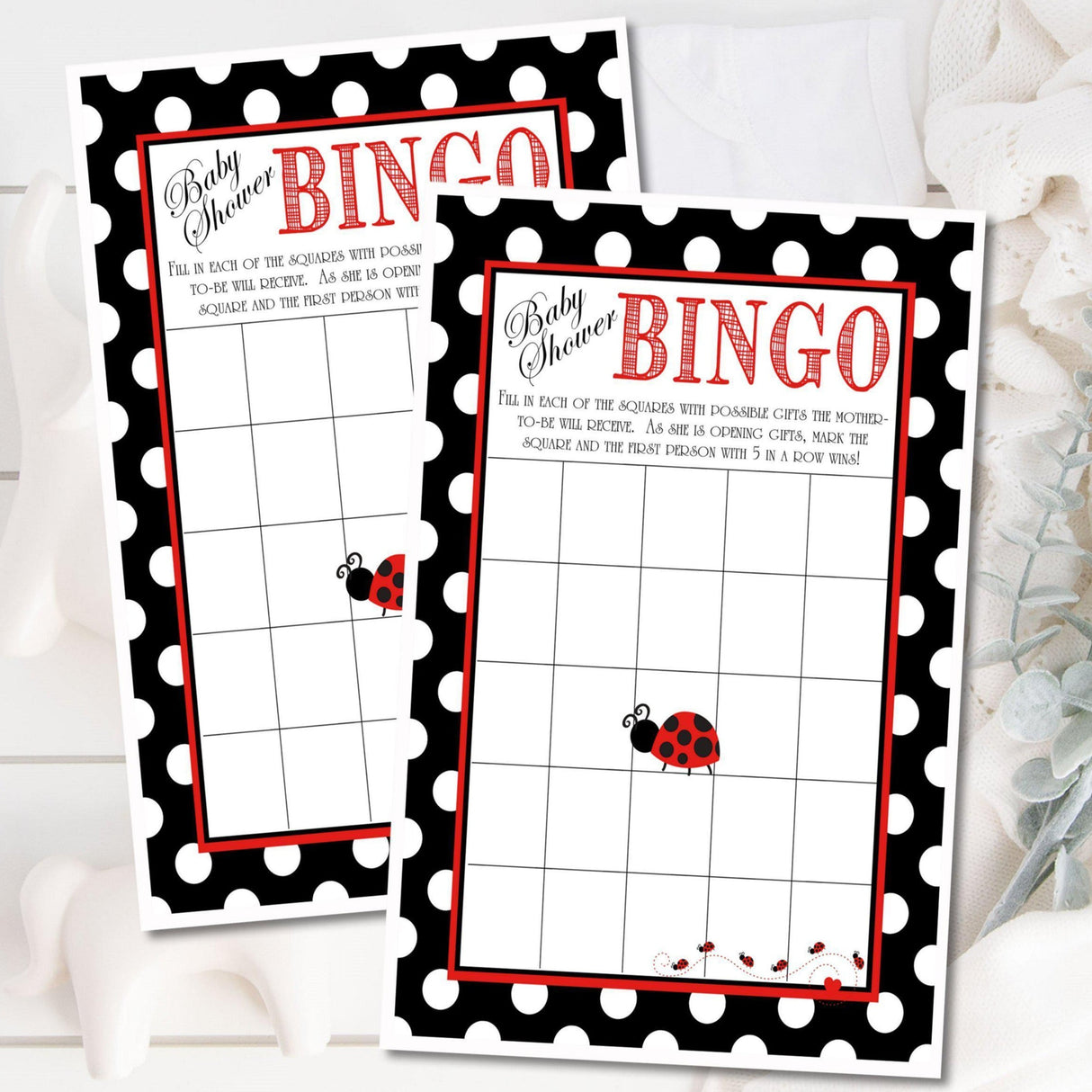Ladybug Baby Shower Bingo Cards