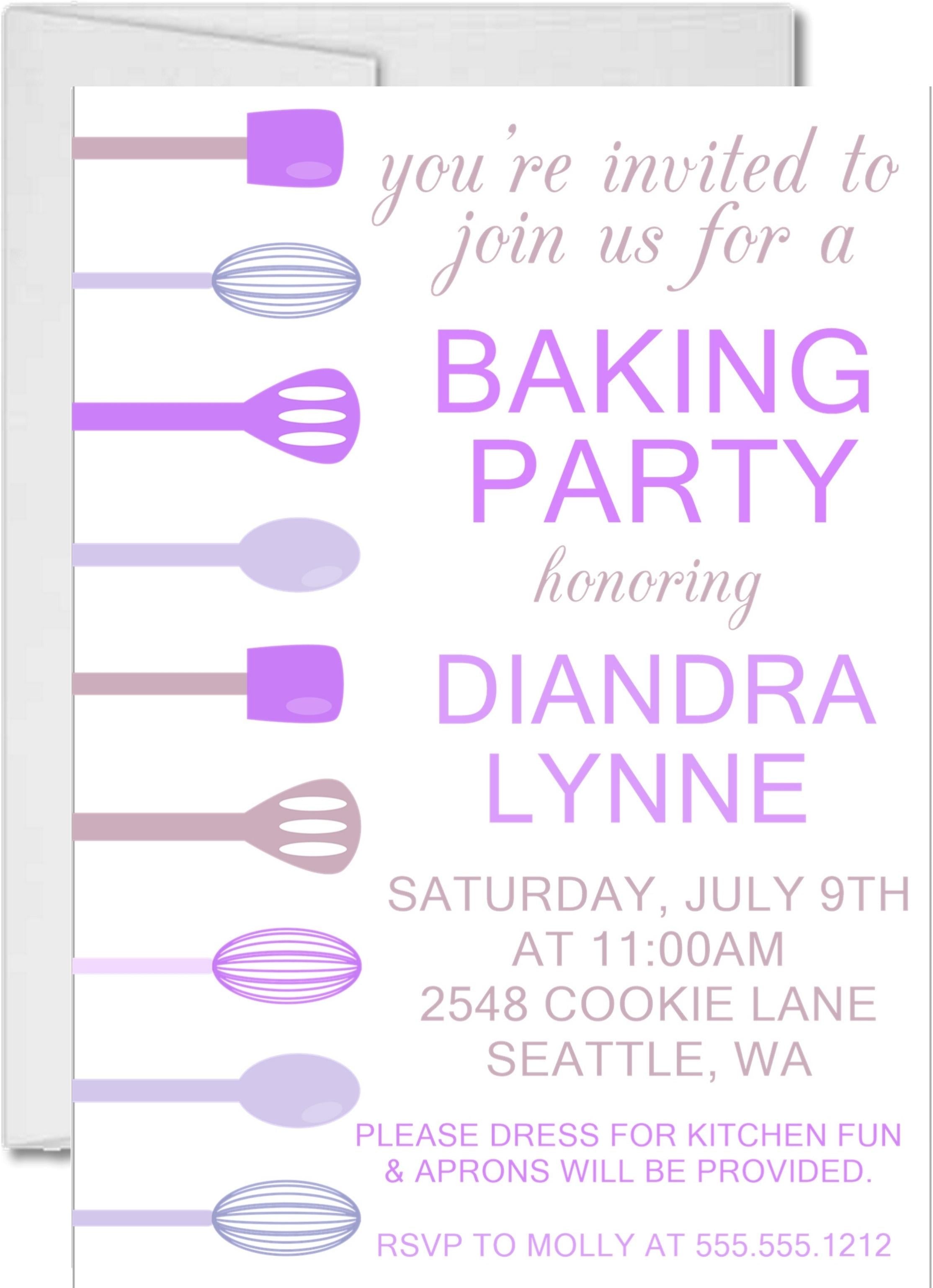 Lavender Baking Birthday Party Invitations