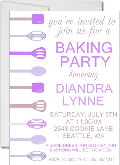 Lavender Baking Birthday Party Invitations