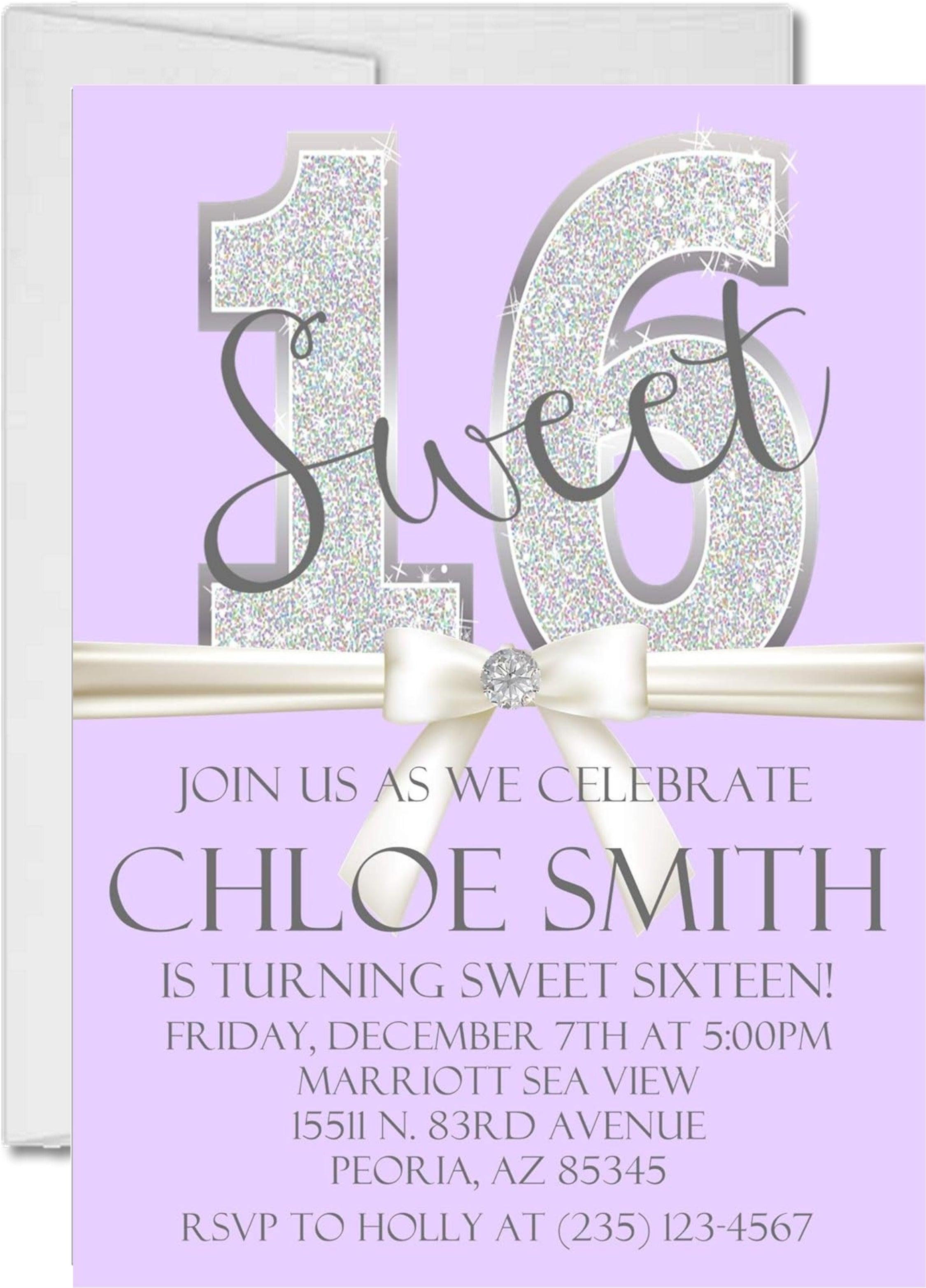 Lavender Diamonds Sweet 16 Party Invitations