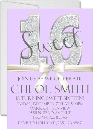 Lavender Diamonds Sweet 16 Party Invitations