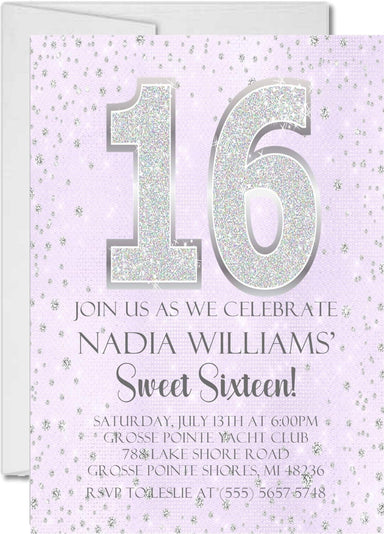 Lavender Diamonds Sweet 16 Party Invitations