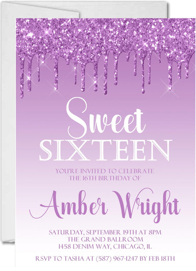 Lavender Sweet 16 Party Invitations