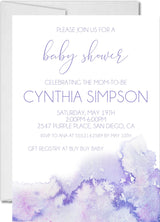 Lavender Watercolor Baby Shower Invitations