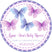 Lavender and purple butterfly baby shower sticker with soft pastel tones