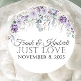 Lavender and sage floral wedding stickers personalized