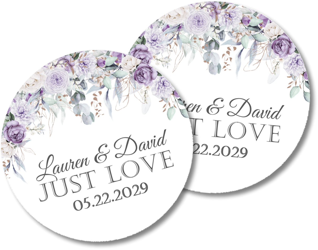 Lavender floral wedding sticker