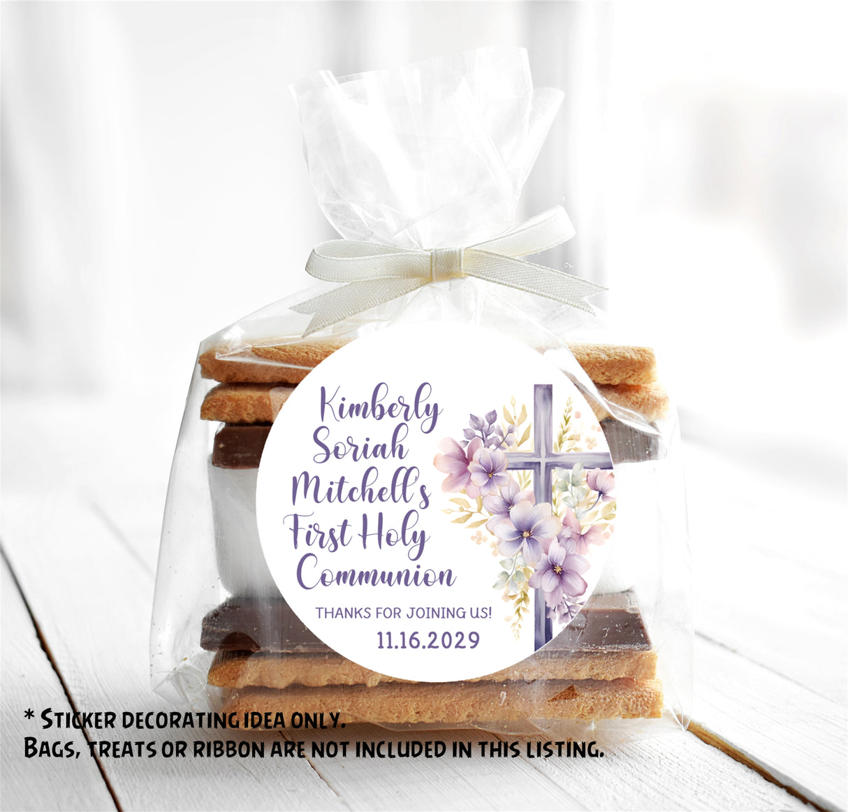 Lavender purple communion stickers