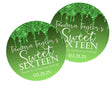 Lime green Sweet 16 birthday party favor sticker