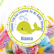 Lime green whale baby shower sticker