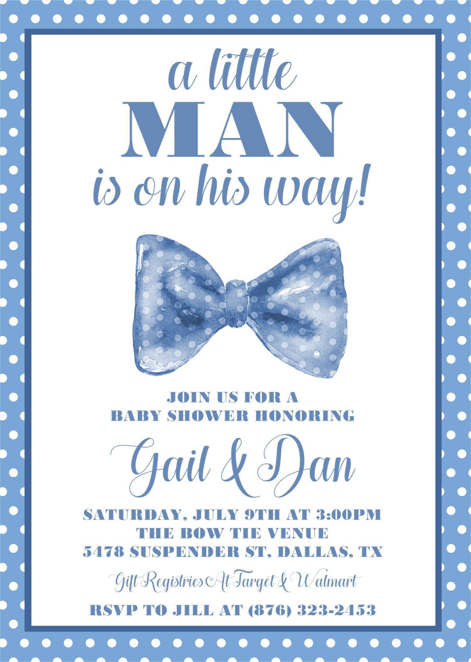 Little Man Bow Tie Baby Shower Invitations