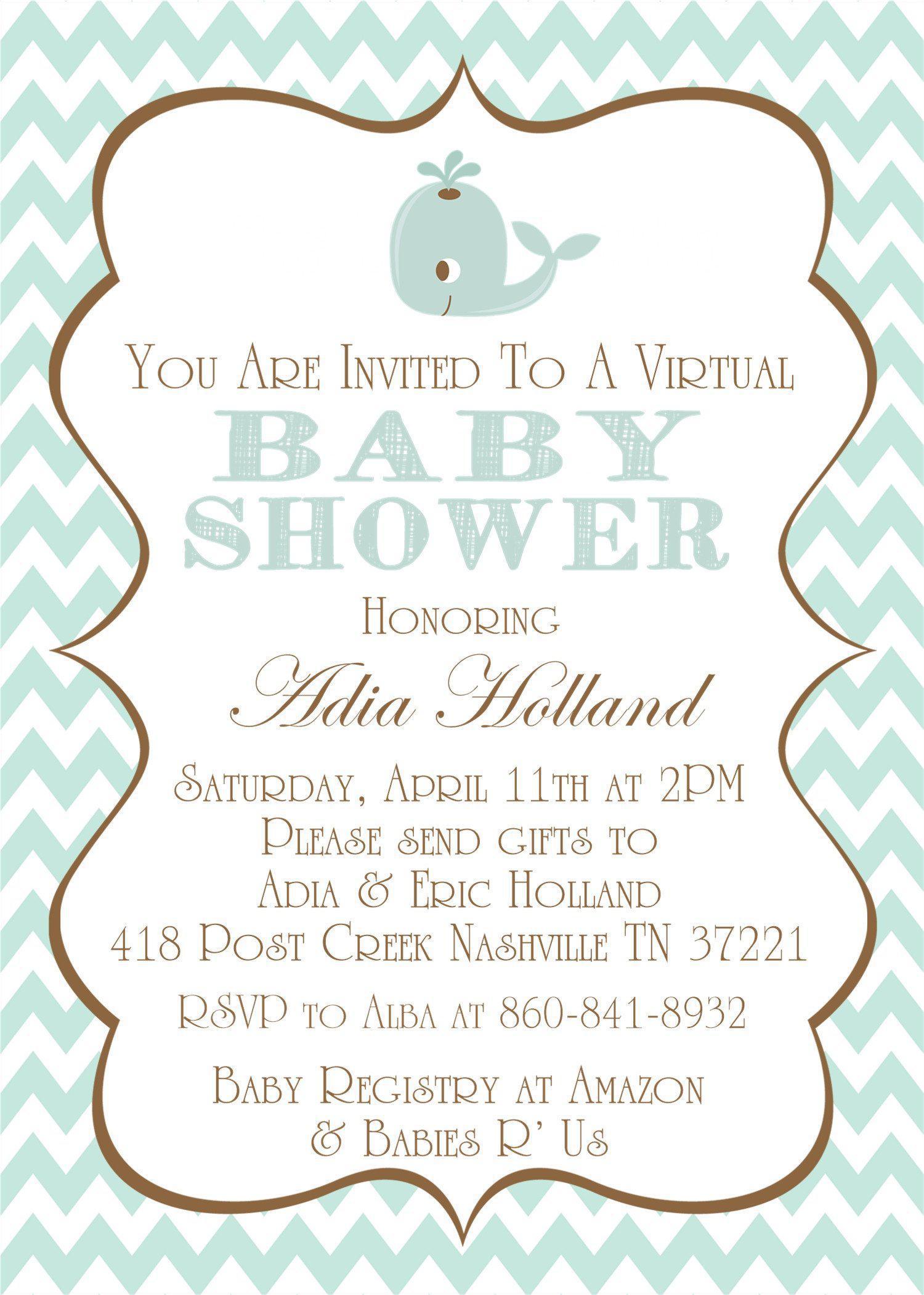 Little Whale Baby Shower Invitations