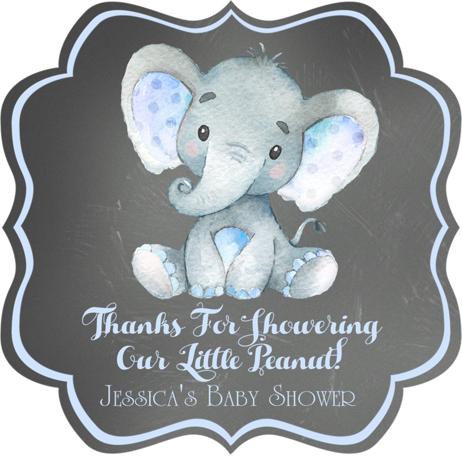 Little peanut baby shower favor labels with elephant 