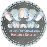 Little peanut twin baby shower favor labels with elephant design