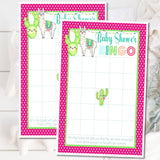 Llama Baby Shower Bingo Cards