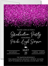 Magenta & Black Graduation Party Invitations
