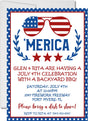 Merica red white and blue July 4th BBQ invitation