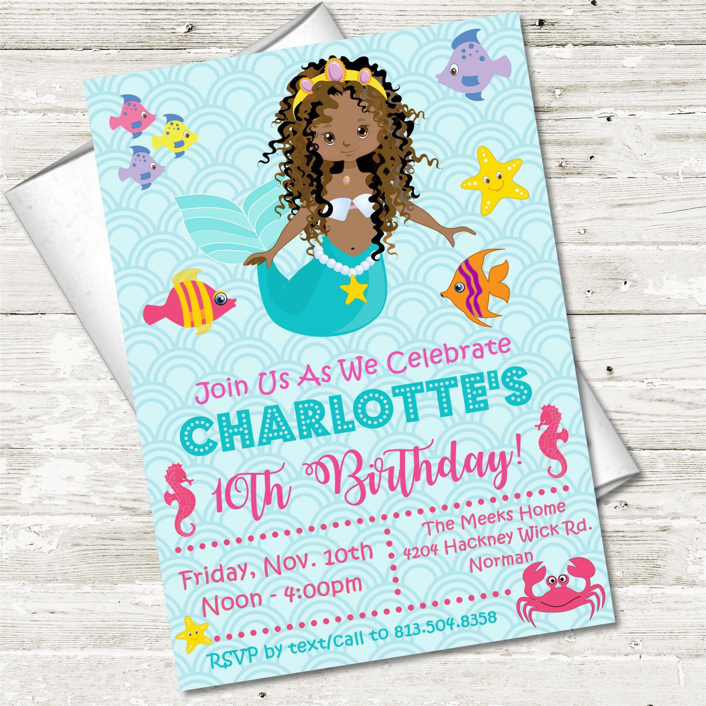 Mermaid Birthday Party Invitations