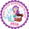 Mermaid party favor sticker with treasure chest and underwater design