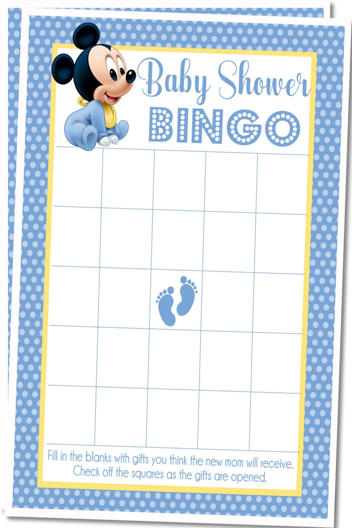 Mickey Mouse Baby Shower Bingo Cards