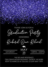 Midnight Blue And Black Graduation Party Invitations