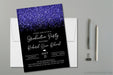 Midnight Blue And Black Graduation Party Invitations