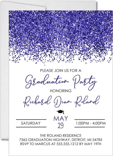 Midnight Blue Graduation Party Invitations