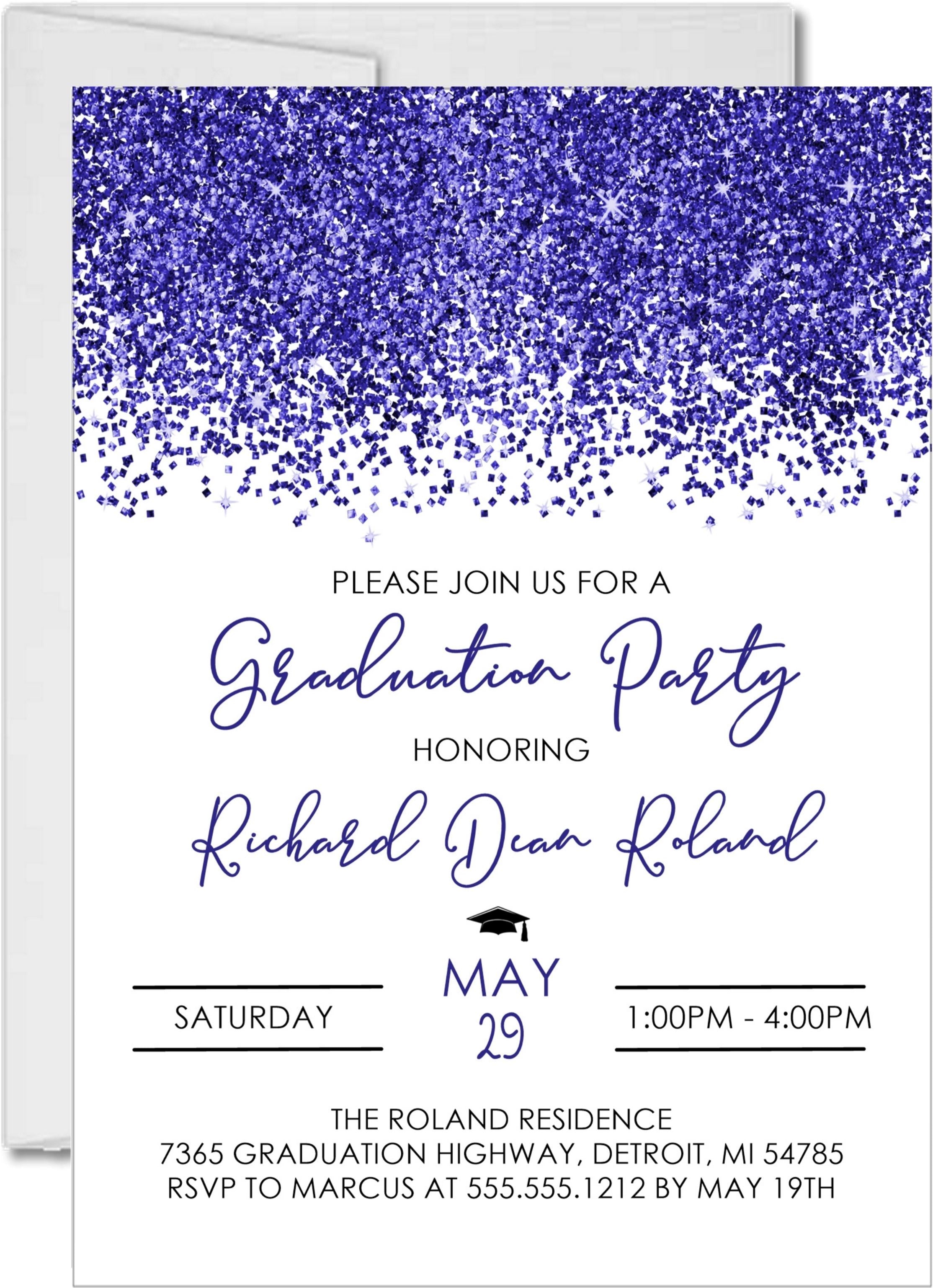 Midnight Blue Graduation Party Invitations