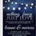 Midnight blue wedding invitation featuring hanging bistro lights and evening celebration theme