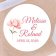 Minimal pink floral wedding sticker with watercolor flower