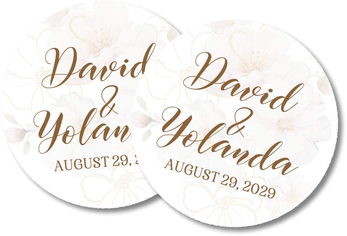 Minimalist floral wedding sticker with script lettering