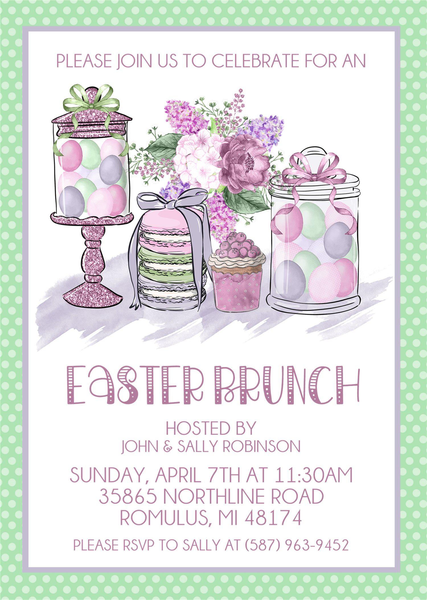 Mint And Lavender Easter Brunch Invitations