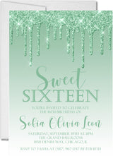 Mint sweet sixteen birthday party invitations