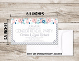 Modern pink and blue gender reveal invitation design