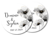 Monochrome botanical wedding favor sticker