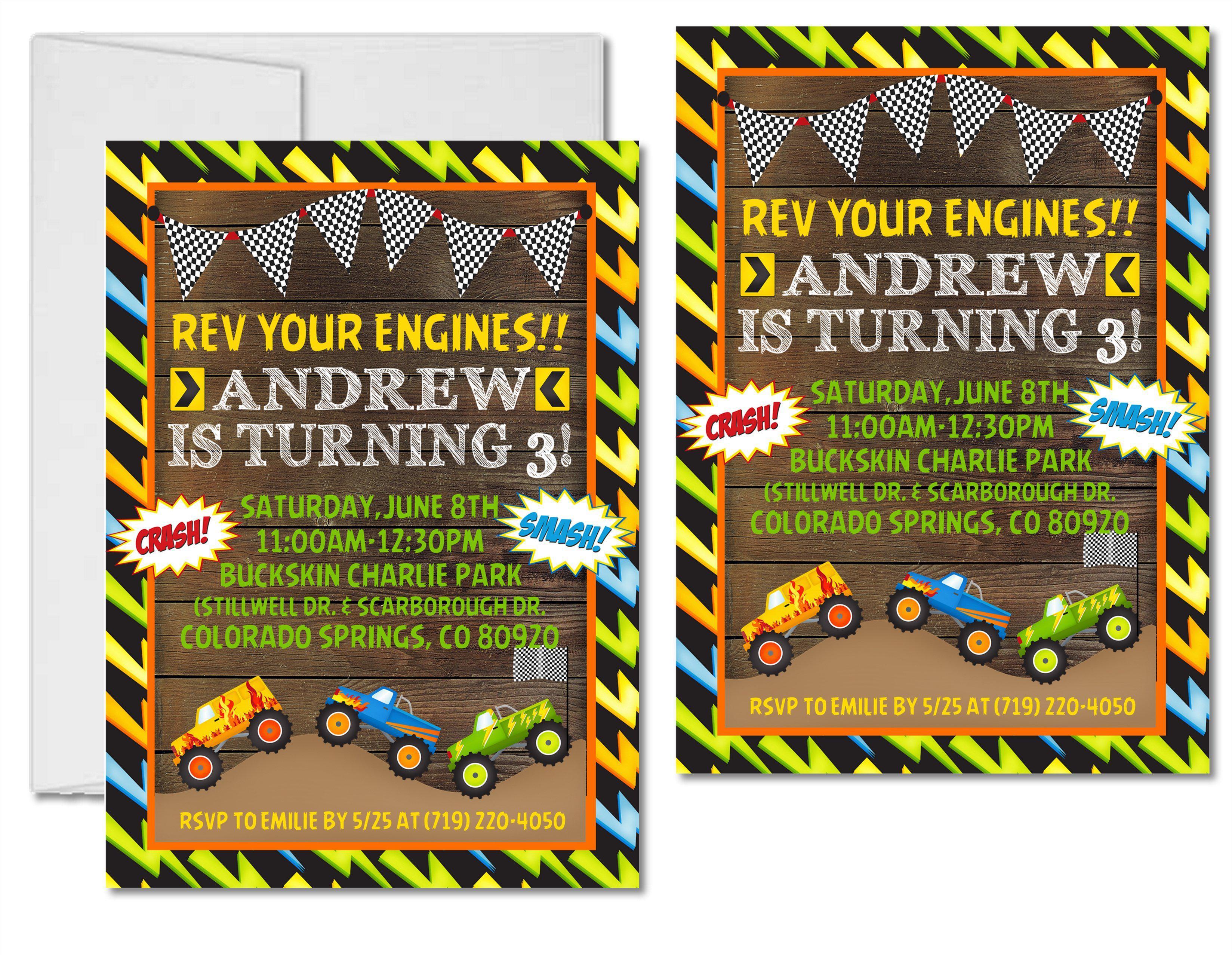 Monster Truck Birthday Party Invitations